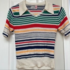 Vintage Striped Knit Polo Shirt